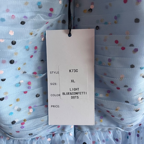 UNIQUE VINTAGE  Light Blue & Confetti Dots Garden State Swing Dress BNWT - Picture 5 of 8